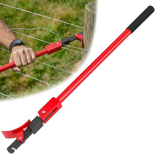 Fence Wire Stretcher Tool and Wire Tensioner for Round Wooden Posts, Heavy-Duty Fence Wire Tensioning & Repair Tool for Barbed/Smooth/Electric Wire, Easy One-Person Use on Farm & Ranch