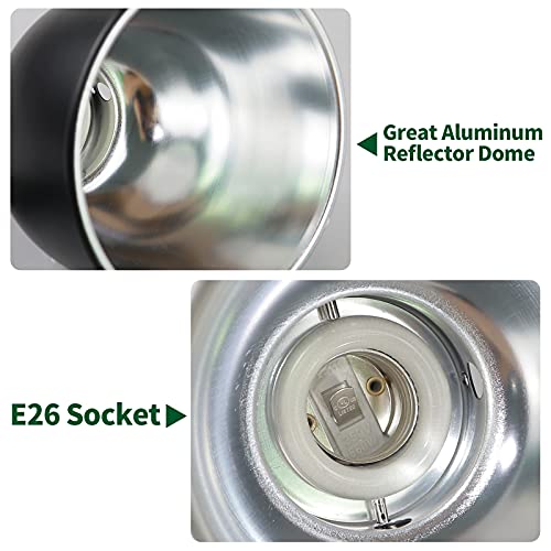 LUCKY HERP Aluminum 5.5inch Deep Dome Reptile Light Fixture, Reptile Heat Lamp Fixture for UVB Bulb Basking Heat Bulb - color: Deep Dome Reptile Light Fixture, size: 5.5 inch Non-Adjustable