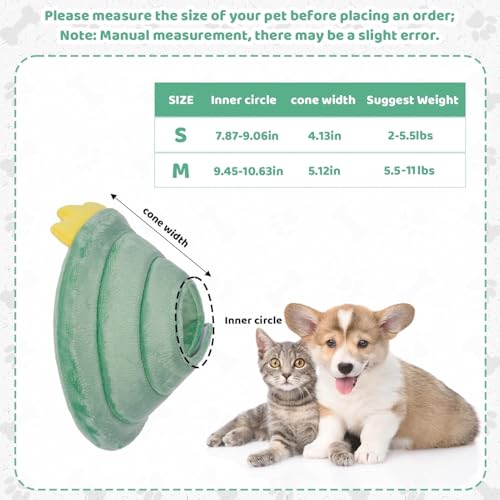 FRIUSATE Cat Cone Collar Soft Adjustable Cat Recovery Collar Stop Licking | Comfortable Breathable Lightweight Neck Cone for Cats Kittens Pet After Surgery - color: Green Dinosaur, size: S