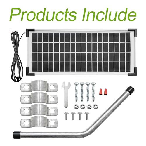 Solar Panel Kit FM123 Compatible with Mighty Mule Automatic Gate Openers | Compatible with FM200, FM350, FM500, FM502, MM360, MM260, MM262, MM560, MM562, EZGO-SOLAR, DIAMOND Series，10 Watt