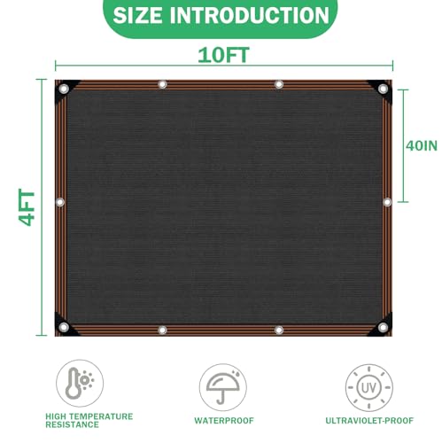 QLOFEI Shade Cloth for Garden, 70% Sun Screens for Patio Pergola Outdoor, Easy to Hang Mesh Tarp Shade Cloth with Grommets, Shade Neting Cover for Kennel Chicken Coop Plant Shade Sail, 4x10 FT - size: 4'x10'