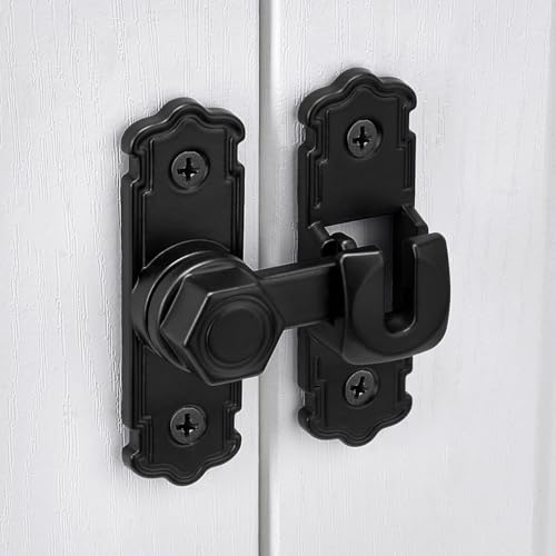 Black Aluminum Alloy 90/180 Degree Gate Lock,Barn Door Latches | Flip Gate Latches,Right Angle Door Lock Latch,Sliding Door Latches,for bedroom,garage,window,pet enclosures,drawer,cabinet - color: Black