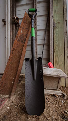 Hooyman Spade Shovel with Heavy Duty Carbon Steel Head Construction, Ergonomic No-Slip H-Grip Handles, D Handle, and Oversized Steps for Gardening, Land Management, Yard Work, Farming and Outdoors - style: Spade Shovel