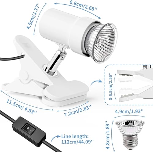Moonorange Reptile Heat Lamp, Rotatable UVA/UVB Light with 2pcs Basking Bulbs (25W + 35W), Suitable for Turtle, Lizard, Bearded Dragon, Snake, Reptiles (White) - color: A Lamp Kit (White)