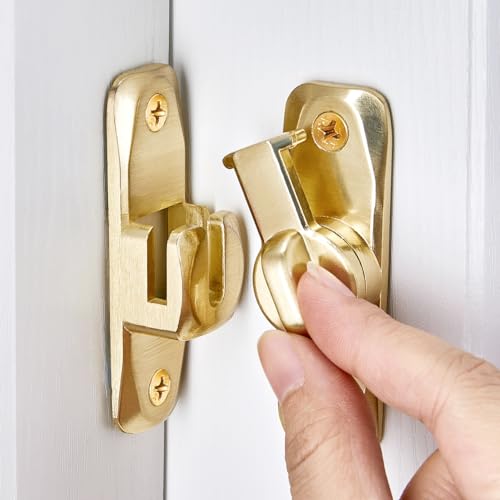 2 Packs Gold Barn Door Latches,90/180 Degree Gate Lock_B | Zinc Alloy Right Angle Door Lock Latch,Flip Gate Latches,Sliding Door Latch Lock,for Cabinets,Fence Gates,Pet Cage - color: Gold