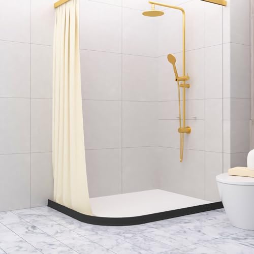 Raycity 3"H Shower Threshold Water Dam, Shower Water Guard, 67 Inch, Black | Silicone Rubber Water Stopper for Walk in Shower, Water Barrier, Prevent Leaks, Suitable for Bathroom, Kitchen - color: Black, style: 67 inch