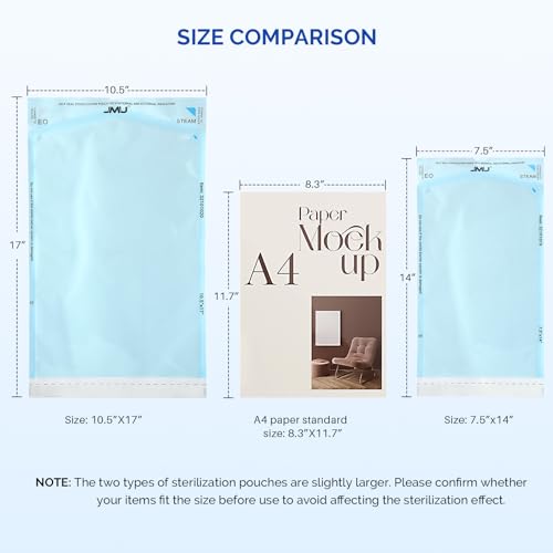 JMU Self Seal Sterilization Pouches 7.5" x 14", Sterilization Bags 200/Box - size: 7.5" x 14"