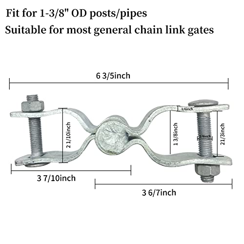 1-3/8" Chain Link Fence Gate Post Hinge, Galvanized Fence，4pcs for 32mm Pipe Panel Frames, Male and Female Hing Carbon Steel Max Load 220lb Fit 1 ⅜"