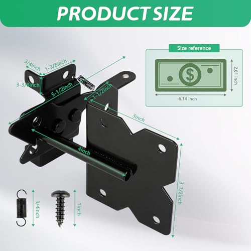 5-1/2" Mini Self-Locking Gate Latch for Wooden Fence,(Door Gap ≥ 0.7in),Stainless Steel, Post Mount Automatic Gate Lock Gravity Door Latch Hardware for Outdoor Garden, Metal Gates Vinyl Fence