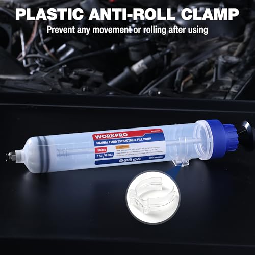 WORKPRO 500CC Manual Fluid Extractor | Multi-Purpose Oil Syringe, Oil Suction Pump, Manual Extraction and Filling Pump, Automotive Oil Syringe - size: 500cc