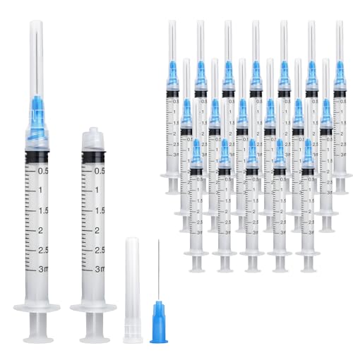 20 Pack 3ml Syringes with 23G 1 Inch, Disposable Luer Lock Syringe Individually Sterile Packed for Scientific Lab, Liquid Measuring and Dispensing - size: 3ML-23G-1IN