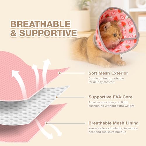 Avont Cat Cone Collar – Soft Lightweight Recovery E-Collar for Cats - Strawberry S - color: Strawberry, size: S(Neck: 6"-7")