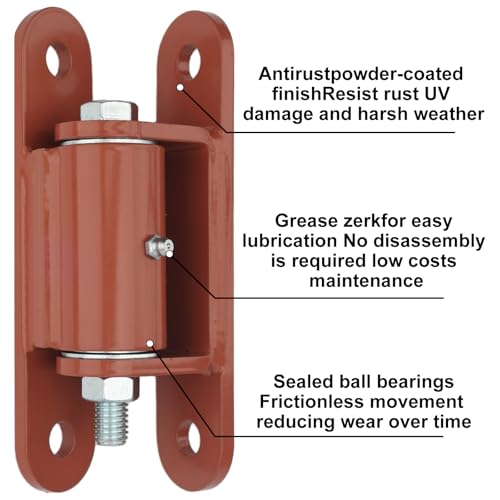 7" 2150P Heavy Duty Gate Hinges 1100lb Capacity - Bolt On/Weld On Carbon Steel Hinges for Driveway Gates, Fence & Barn Doors - Ball Bearing Design, Rust-Red Resistant Finish （2pcs）