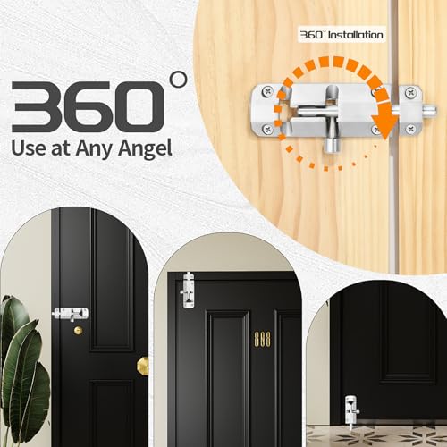 Alise 4 Inch Barrel Bolt Latch Slide Bolt Latch Lock,Brushed | SUS304 Stainless Steel Gate Latch Safety Door Lock for Interior Door Shed Barn Wooden Fence Chicken Dog Cage Window Garage - color: Brushed Nickel