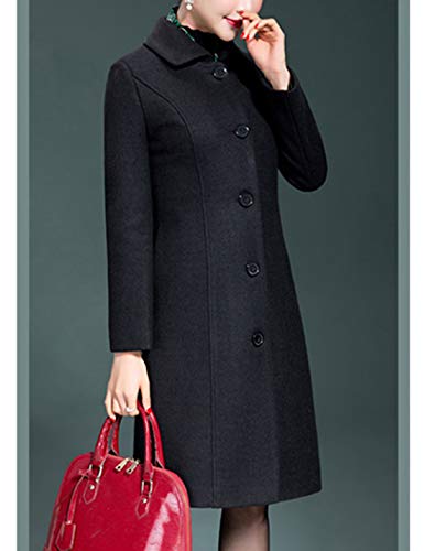 Jenkoon Women's Wool Trench Coat Winter Long Thick Overcoat Walker Coats - color: Black, size: X-Small