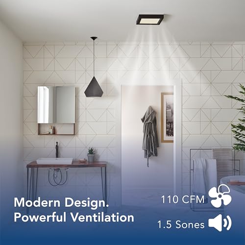 Broan-NuTone 110 CFM Decorative Bathroom Exhaust Fan with LED Light and Matte Black Trim, ENERGY STAR® certified