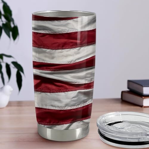 SANDJEST Eagle Tumbler 20oz Stainless Steel Insulated Coffee Travel Mug Cup American Flag Eagle Gifts for Men, Veterans on Birthday Christmas - color: Eagle