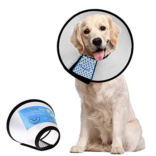 Supet Dog Cone Collar to Stop Licking, Comfortable Elizabeth Recovery Collar for Large Medium Dogs After Surgery, Soft Pet Neck Head Cone Alternative（L） - color: White, size: L(Neck: 14.0~17.5")