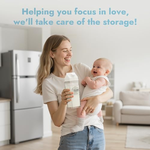 Papablic Glass Breast Milk Pitcher, 17oz 2-Pack Breastmilk Storage Containers for Pitcher Method Feeding, BPA-Free Leakproof Baby Formula & Milk Storage Bottles, Fridge Safe, Includes Cute Stickers