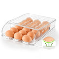 SMRCAD 18-Egg Dispenser with Silicone Bumpers, Auto-Rolling, Stackable | BPA-free food-grade PET | Stackable with lid | Built-in handle | 11.92"L x 8.85"W x 2.9"H | Hand wash only - size: 1 Tier Holder 18 Eggs（L SIZE）