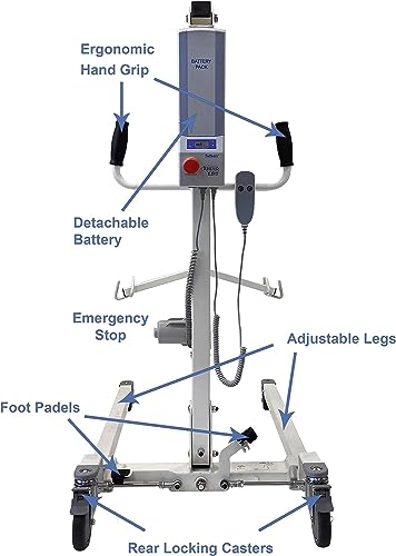 Electric Patient Lift - Rhino Lift with Manual Low Base - with Shower Full Sling(Large), 450 lb. Weight Capacity. - color: Lift+shower Full Sling, size: Large