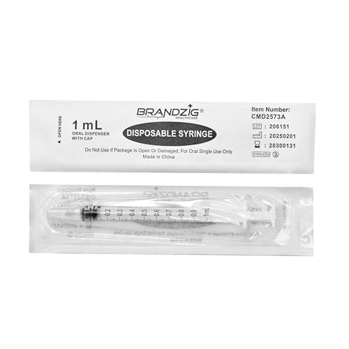 1ml Syringe with Cap (100 Pack) | Oral Dispenser Without Needle, Luer Slip Tip, | Sterile Individually Wrapped Medicine Dropper for Infants, Pets and Colostrum Collector
