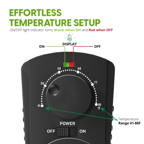 EconoHome Adjustable Thermostat - Universal Plugin Heating & Cooling Thermostat - Compatible with Most EconoHome Wall Mount Space Heaters - color: Black, size: Dial Control