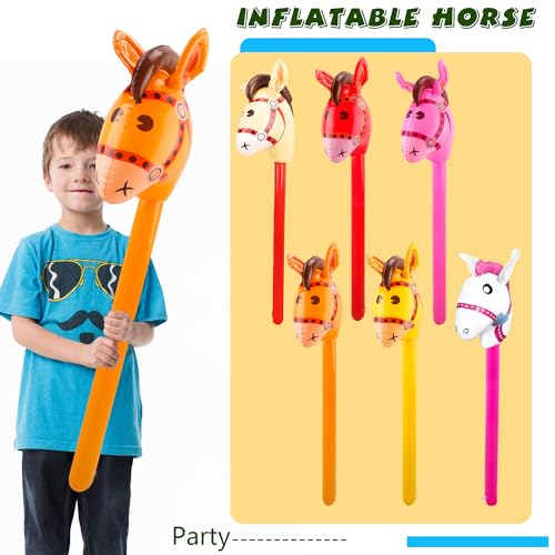 12 Pcs 40 Inch Inflatable Horsehead Stick Multicolor Blow Up Pony Stick Balloon for Kids Birthday Horse Themed Party Supplies (Color Set 1) - color: Color Set 1