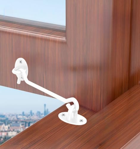 Privacy Hook and Eye Latch, 3 Inch Heavy Duty Barn Door Lock Latch, Gate Lock Cabin Hook Sliding Door Gate Latches Hardware for Window, Shed, Gate,Cabinet(White-2pcs)