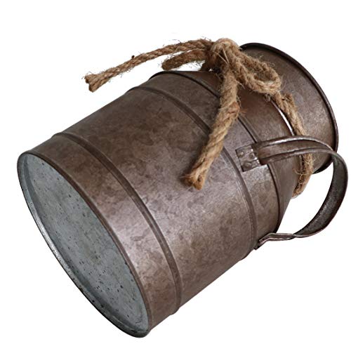 HyFanStr Shabby Chic Metal Flower Vase Rust Painted Decor Milk Can Bucket Country Primitive Jug Farmhouse Decoration Small - color: Rust-small