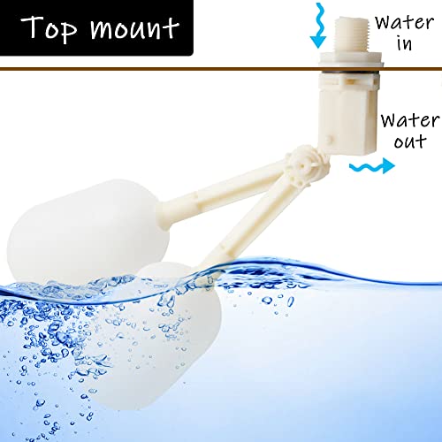Uenede Float Ball Valve DN20 3/4" Male Thread, 2PCS | PE Floating Ball, ABS Valve, Automatic Switch for Livestock Water Trough Aquariums Hydroponics Water Level Control
