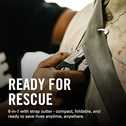 LEATHERMAN, Raptor Rescue, 6-in-1 Heavy-Duty Emergency/Trauma Shears with Carbide Glass Breaker & Strap Cutter, Made in the USA, Utility Holster Included, Black-Orange, With Utility Holster - color: Black/Orange