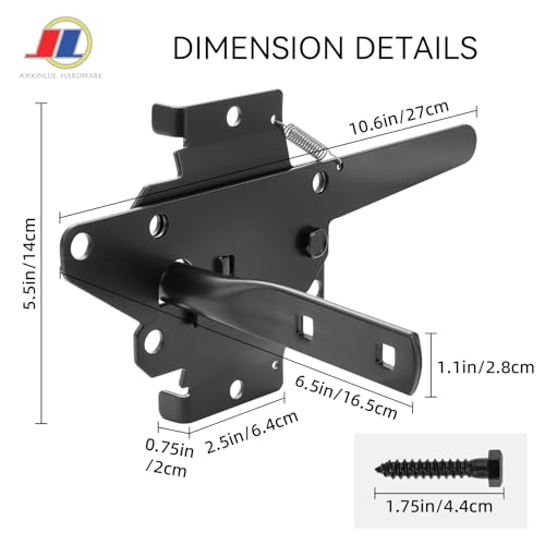 Gate Latch, Outdoor Fence Gate Lock, Adjustable Strike | Heavy duty outdoor gate latch with adjustable strike plate for wood fences and metal gates; for garden, yard and farm use. - size: Latch