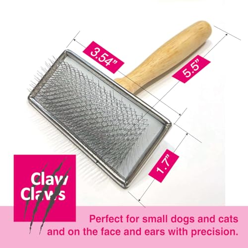 Pet Slicker Brush for Large Dogs, Wooden Handle, Gently Remove Tangled and Mats Hair, Pet Grooming Brush Tool, Sheepskin Wool Carders (3.85") - size: 3.85"
