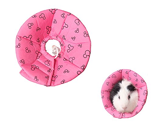 Hamster Rabbit Protection Cone Neck Recovery Collar - Small Animal Pets Elizabethan Collar Anti-Water Bite Sratch Risistant for Guinea Pig Mice Mouse Rats Ferret Squrrel (L, Pink) - color: Pink, size: L