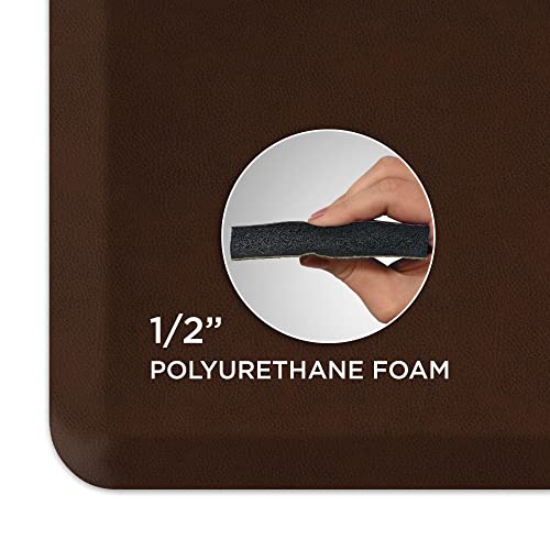 GelPro Anti Fatigue Nonslip Mat: Hard Floor Utility Mats for Garage, Patio and Kitchen - 20" x 72" x .5" - Leather Grain Truffle - color: Leather Grain Truffle