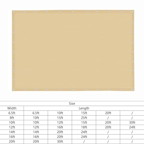 90% 10x30 FT Sun Shade Cloth, UV Resistant with Reinforced Grommets, Beige | Blocks harsh sun & UV rays while breathable HDPE mesh creates cooler outdoor spaces for pergolas, patios, gardens & backyards