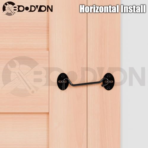 4 Inch Hook and Eye Latch, Privacy Eye Hook Latch for Sliding Door/Barn Door, Black Sliding Door Lock with Screws for Window, Cabin Hooks, 1 Pack - size: 4 Inch