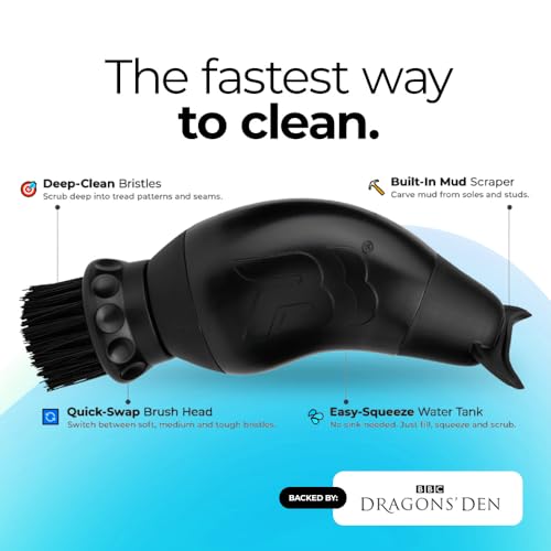 BootBuddy Cleat & Boot Cleaner Brush, Black | For Soccer Cleats, Golf Shoes, Baseball Cleats & Hiking Boots, Removes Mud, Dirt & Stains in Seconds