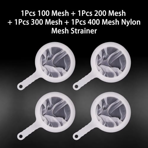 4 Pack Ultra-Fine Nylon Mesh Strainer, 100/200/300/400 Mesh Kitchen Colander with Plastic Non-Slip Handle for Filtering Juice, Milk, Soy, Coffee, Honey, Wine, Yogurt - size: 100/200/300/400 Mesh-4pcs