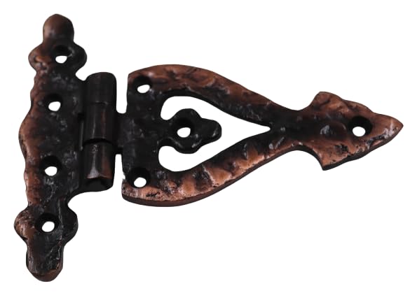 The Metal Magician Antique Copper T-Strap Hinges, Pack of 4 Heavy Duty Barn Door Hinges (5" x 4.5") for Wooden Fences Heavy Duty, Decorative, Farm Gate Hinge (Antique Copper) - color: 5inch T Hinge Antique Copper