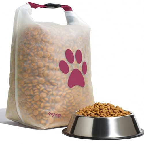 (re)zip Large Pet Food Travel Bag & Kibble Carrier, 40-Cup Roll Top Magenta | Water-resistant, BPA-free, food-grade. Freshness seal for camping, boarding and travel. Holds up to 11 lbs of kibble. - color: Magenta, size: 40 Cup