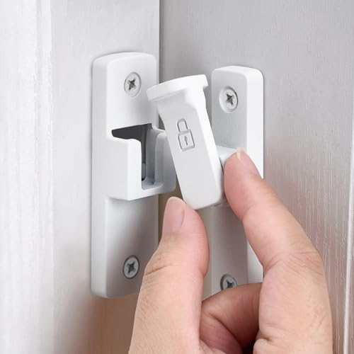 Matte White 90 Degree Barn Door Lock ，Right Angle Door Lock Latch | Zinc Alloy Flip Gate Latches,for bedroom,garage,balcony,barn,sliding door,bathroom,window,cabinet,drawer,pet enclosures - color: Matte White_90 Degree