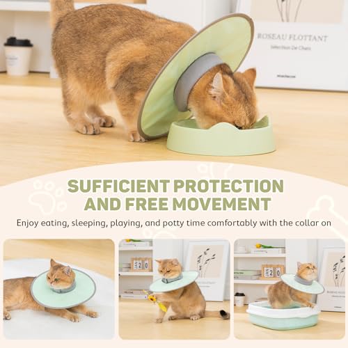 Avont Lightweight Waterproof Foldable Cone, Soft E-Collar - M Green | Neck up to 11.8", Width 3.7". Foldable soft cone for cats & small dogs, stops licking, waterproof, easy clean - color: Green, size: M