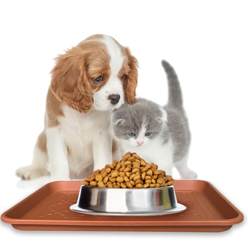 PetLike Boot Trays for Entryway Indoor, Pet Food Mat Trays, 16.7 x 12.8 inch 2 Packs, Waterproof Rubber Shoe Tray for Indoor and Outdoor, Multi-Purpose Tray for Boots, Shoes, Pets, Garden - color: Terracotta, size: 16.7x12.8 INCH