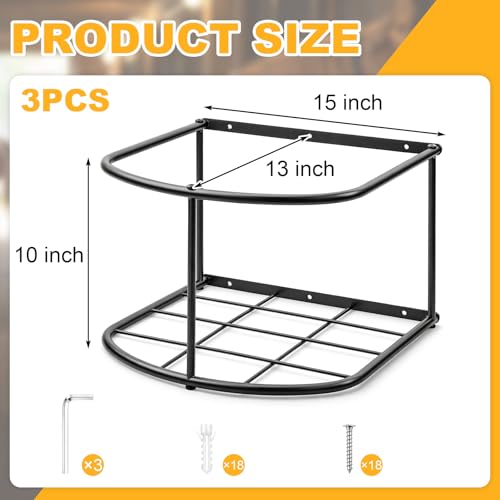 3 Pcs 5 Gallon Heavy Duty Horse Bucket Holder Wall Mounted Metal Water and Feed Bucket Hanger for Horse, Goat, Sheep and Other Livestock, Black