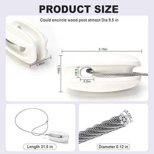6Pcs Electric Fence End Insulator with 0.8m Wire 200kgf | No knots, wrap & tighten. 200kgf tensile strength. PBT+30%GF insulator. Reusable. For Posts corners & ends