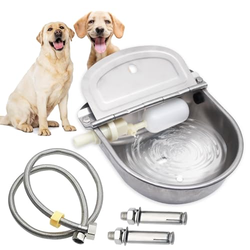 Automatic Water Bowl for Dog Large Size,Animal Drinking Water Bowl,Outdoor Dog Water Bowl,304 Stainless Steel Water Bowl with Float Valve, Drain Hole, Pipe,for Poultry and Livestock - size: 39in Pipe