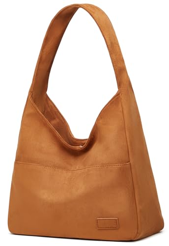 Women Tote Handbags Chic Vegan Leather Tote Bag Purse Stylish Casual Trendy Large Soft Shoulder Bag - color: C-brown