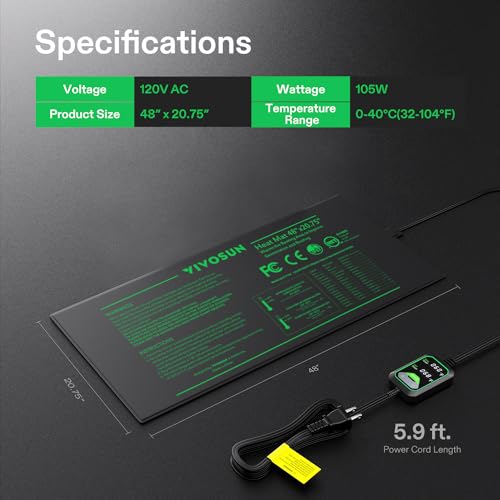 VIVOSUN 48"x20.75" Seedling Heat Mat with Built-in Temperature Controller, UL & MET-Certified Waterproof Plant Heating Pad for Germination, Hydroponics, Brewing, Breeding, and Greenhouses (Pack of 2) - size: 48"x20.75" (Pack of 2)